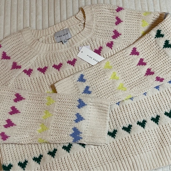 Pink Rose Sweaters - NWT | Pink Rose |  Women's Sweater with Colorful Heart Design